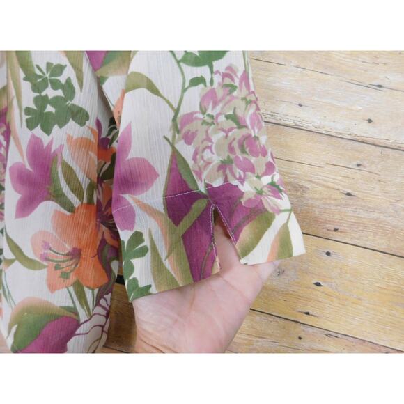 Alfred Dunner Shirt Petitie 12P Long Sleeve Multi Color Floral Button Down - Picture 3 of 7